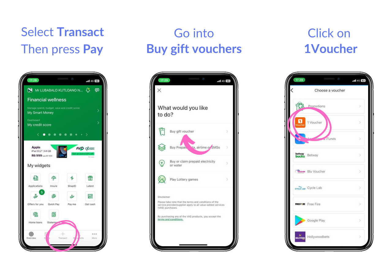 Buying 1Voucher on Nedbank