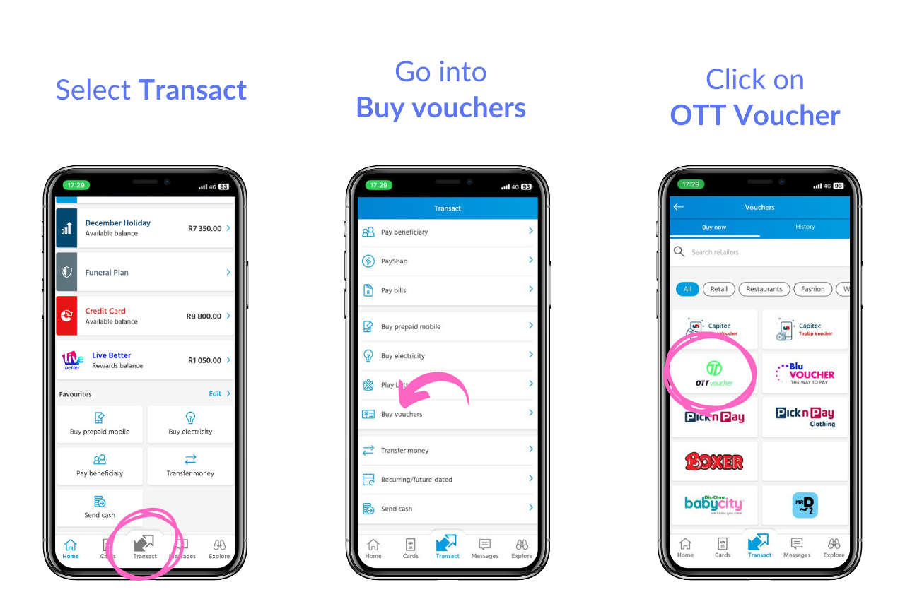 How to buy an OTT Voucher on your banking app