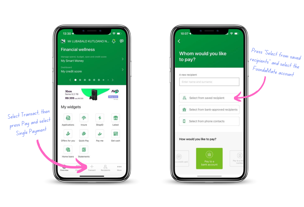 How to pay FoondaMate via Nedbank How to make your payment 1