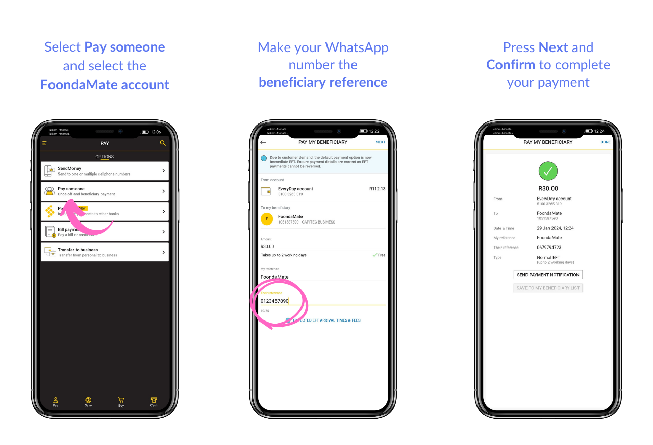 How to pay FoondaMate via TymeBank How to make your payment